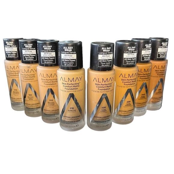 220 Almay Skin Perfecting Comfort Matte Foundation Hypoallergenic Warm Cashew - Picture 3 of 4